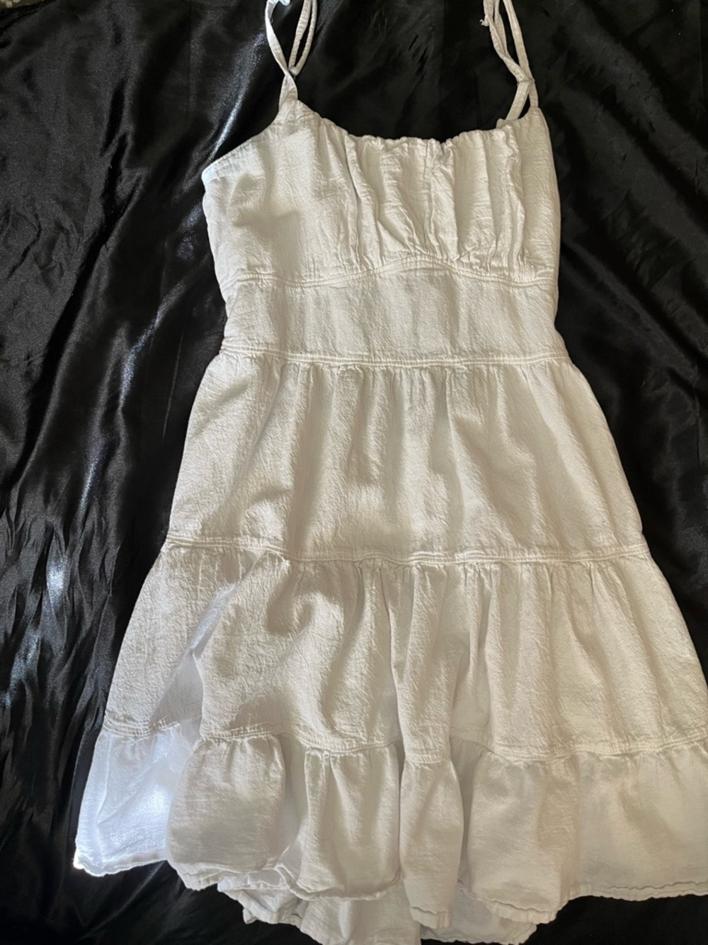 White Tiered Spaghetti Strap Summer Dress